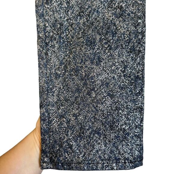 Express Slim Super High Rise Jacquard Silver Metallic Blue Jeans - Picture 6 of 7